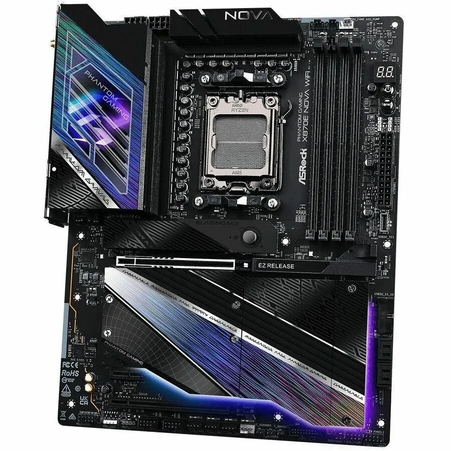 ASRock Phantom Gaming X870E NOVA WIFI Gaming Desktop Motherboard - AMD X870E Chipset - Socket AM5 - ATX - Image 2