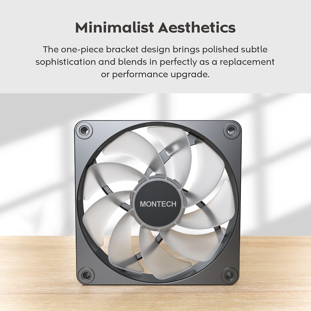 MONTECH GF120R V2 ARGB GF120RV2B3in1 120mm Case Fan - 3 in 1 Pack with 6X6 Fan Hub, Black - Image 2