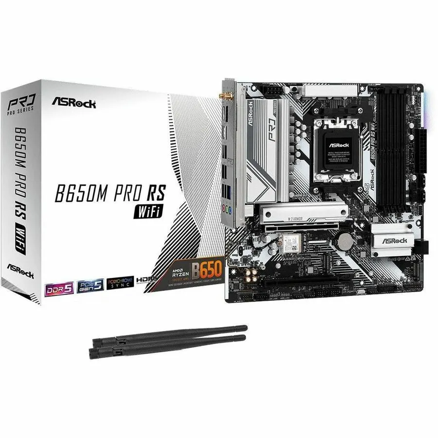 ASRock B650M Pro RS WiFi Gaming Desktop Motherboard - AMD B650 Chipset - Socket AM5 - Micro ATX