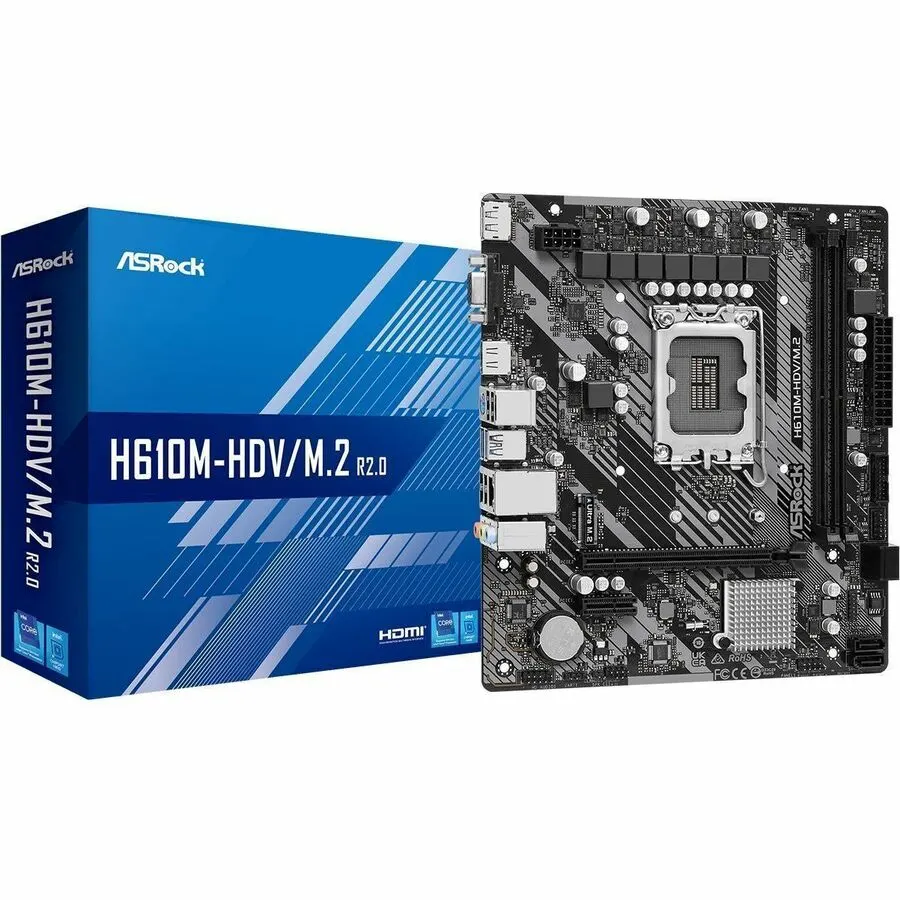 ASRock H610M-HDV/M.2 R2.0 Desktop Motherboard - Intel H610 Chipset - Socket LGA-1700 - Micro ATX