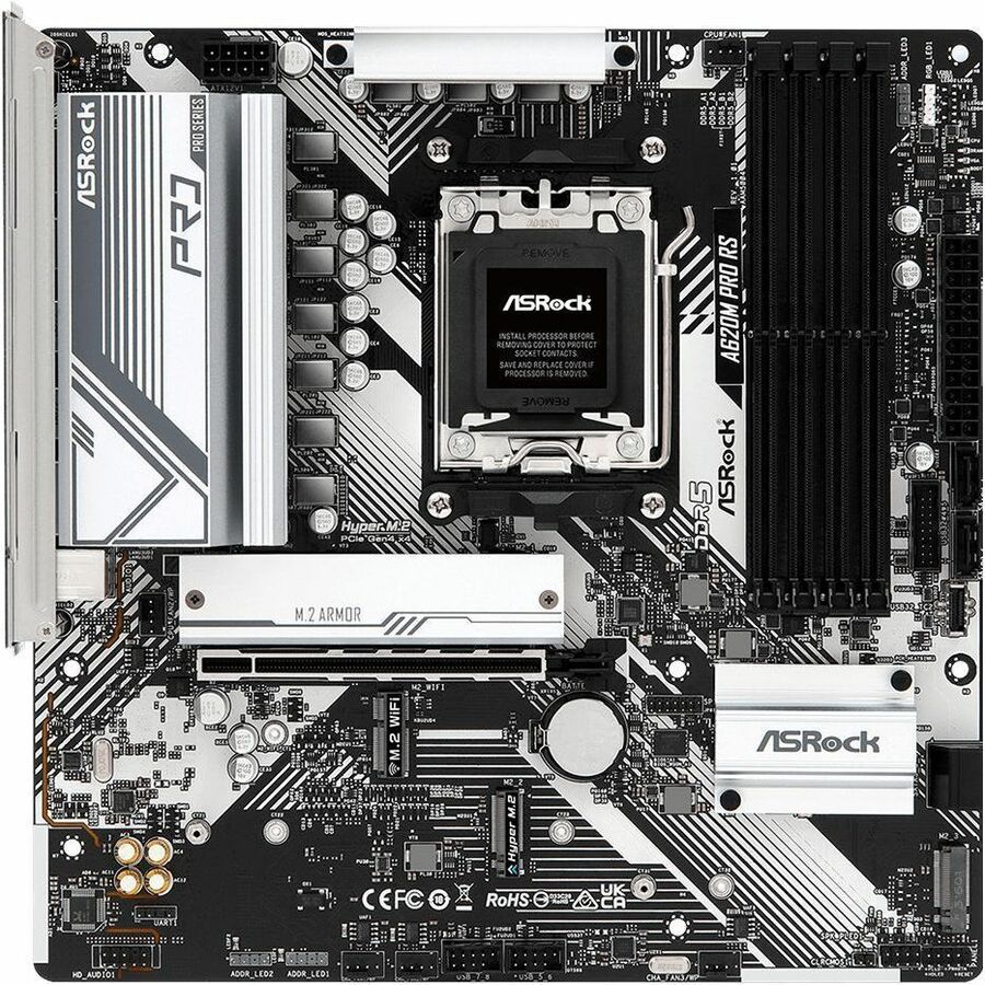 ASRock A620M Pro RS Gaming Desktop Motherboard - AMD A620 Chipset - Socket AM5 - Micro ATX - Image 1
