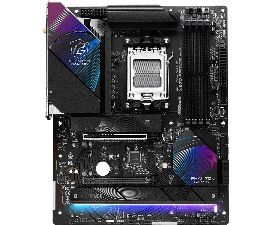 ASRock X870 RIPTIDE WIFI Socket AM5/ AMD X870/ DDR5/ SATA3/ USB 4/ M.2/ ATX Motherboard - Image 2