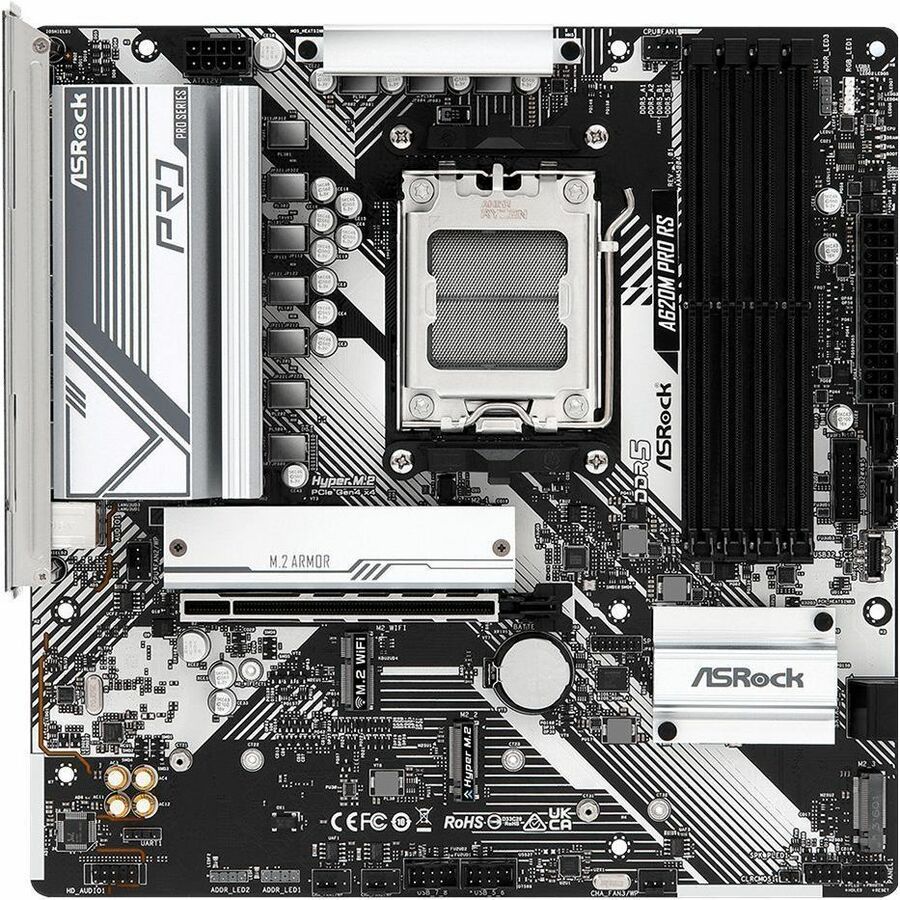 ASRock A620M Pro RS Gaming Desktop Motherboard - AMD A620 Chipset - Socket AM5 - Micro ATX - Image 2