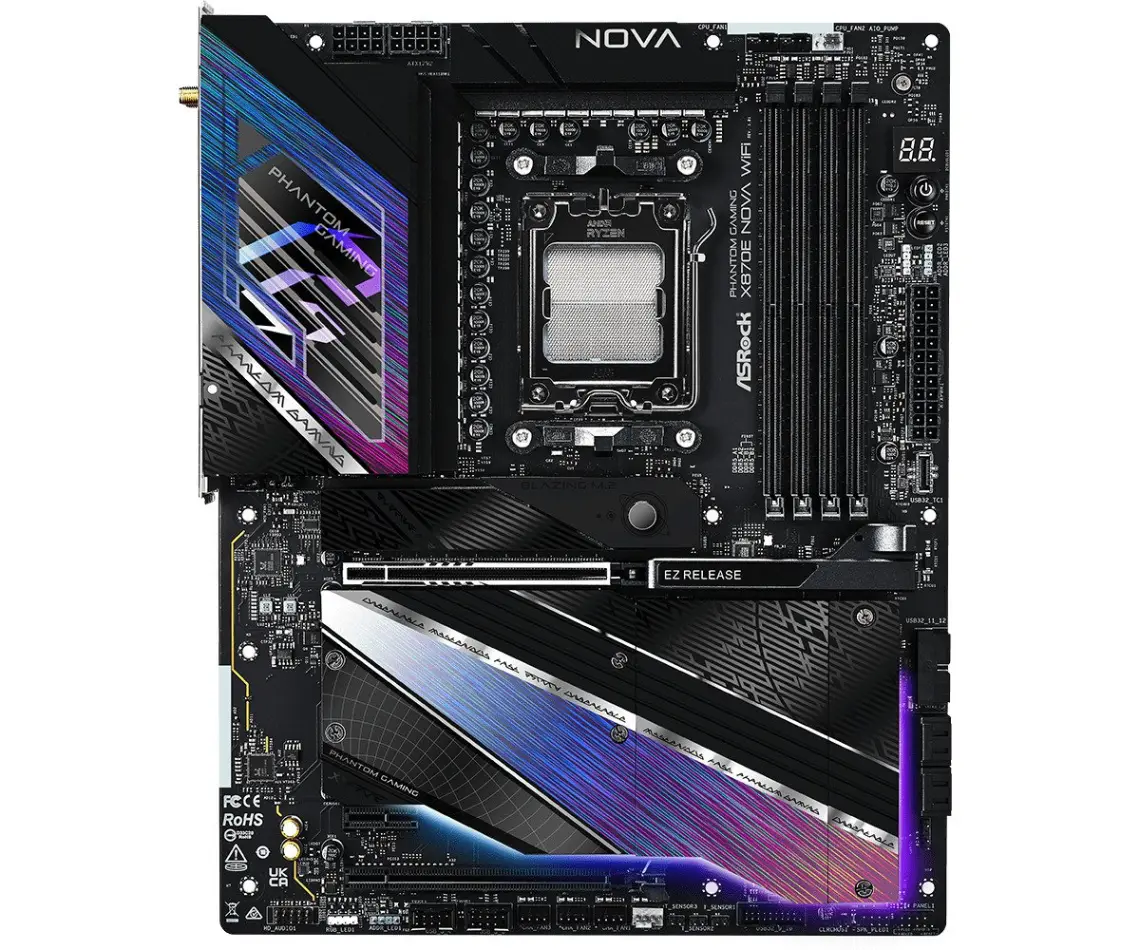 ASRock X870E NOVA WIFI Socket AM5/ AMD X870E/ DDR5/ SATA3/ USB 4/ M.2/ ATX Motherboard - Image 2