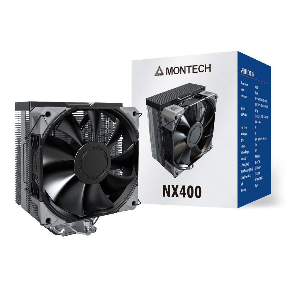 MONTECH NX400 - CPU Air Cooler, Single Tower - Black