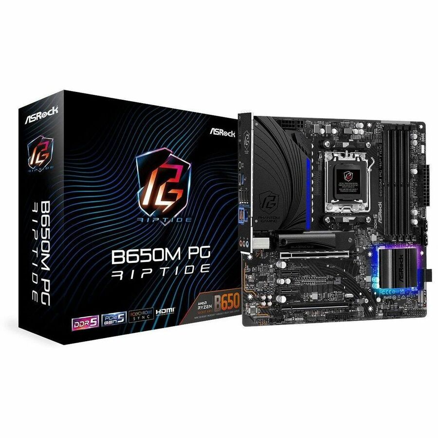 ASRock B650M PG Riptide Gaming Desktop Motherboard - AMD B650 Chipset - Socket AM5 - Micro ATX