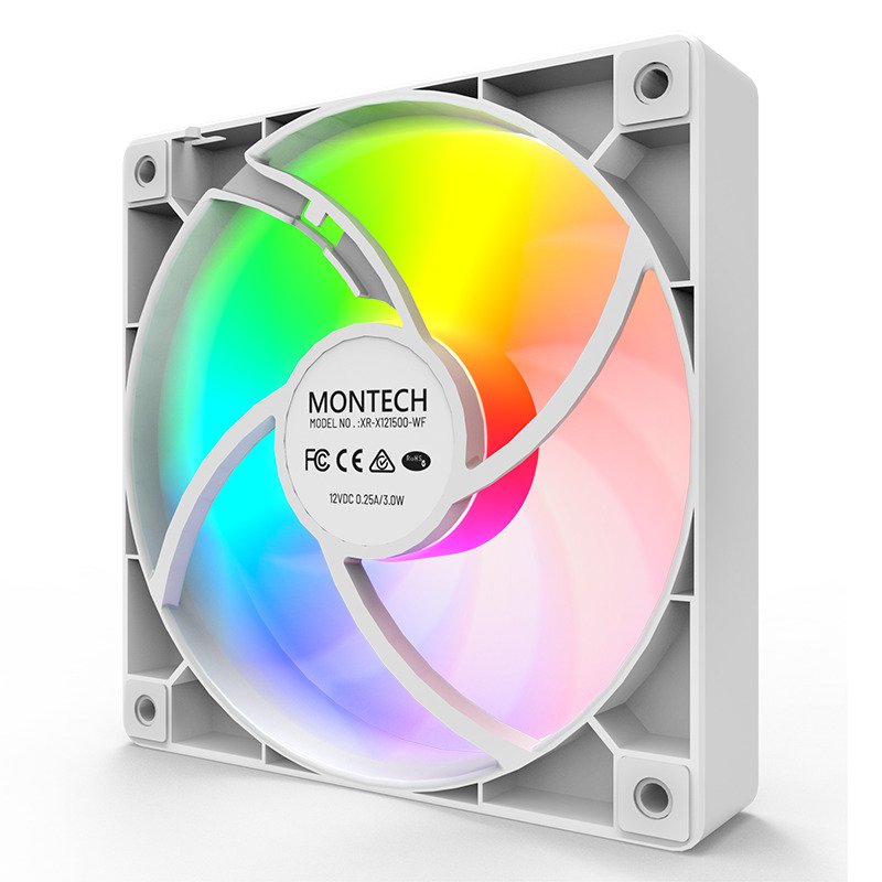 MONTECH GF120 ARGB PWM Hydraulic Bearing Fan, Low Noise 25.5dBA, High Airflow 66.3CFM, 4-Pin - 120mm (White) - Image 3