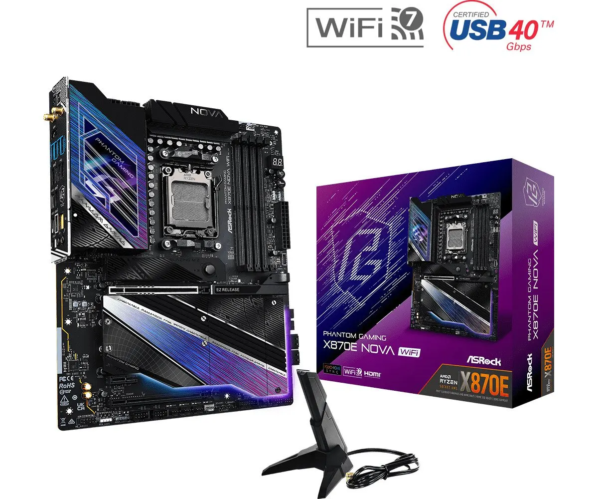 ASRock X870E NOVA WIFI Socket AM5/ AMD X870E/ DDR5/ SATA3/ USB 4/ M.2/ ATX Motherboard