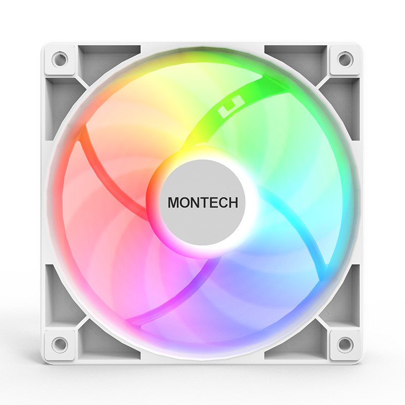 MONTECH GF120 ARGB PWM Hydraulic Bearing Fan, Low Noise 25.5dBA, High Airflow 66.3CFM, 4-Pin - 120mm (White) - Image 2
