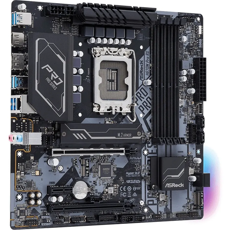 ASRock H670M Pro RS Desktop Motherboard - Intel H670 Chipset - Socket LGA-1700 - Intel Optane Memory Ready - Micro ATX - Image 1