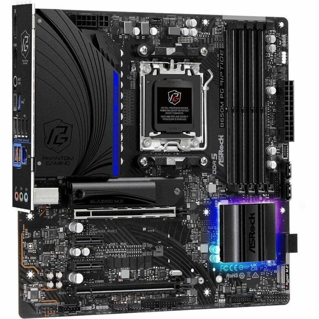 ASRock B650M PG Riptide Gaming Desktop Motherboard - AMD B650 Chipset - Socket AM5 - Micro ATX - Image 1