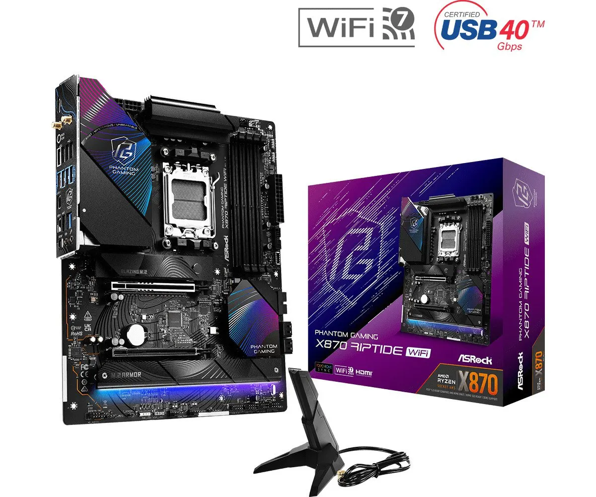 ASRock X870 RIPTIDE WIFI Socket AM5/ AMD X870/ DDR5/ SATA3/ USB 4/ M.2/ ATX Motherboard