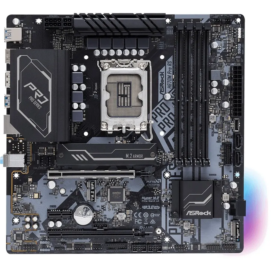 ASRock H670M Pro RS Desktop Motherboard - Intel H670 Chipset - Socket LGA-1700 - Intel Optane Memory Ready - Micro ATX - Image 2