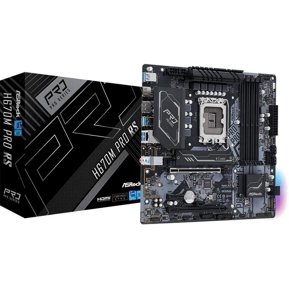 ASRock H670M Pro RS Desktop Motherboard - Intel H670 Chipset - Socket LGA-1700 - Intel Optane Memory Ready - Micro ATX