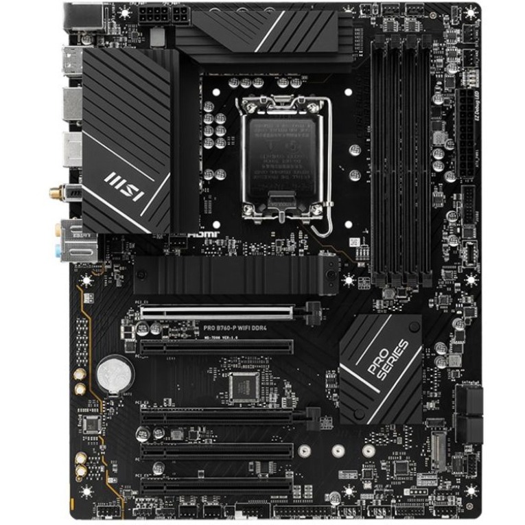 MSI Pro B760-P WIFI DDR4 Gaming Desktop Motherboard - Intel B760 Chipset - Socket LGA-1700 - ATX - Image 1