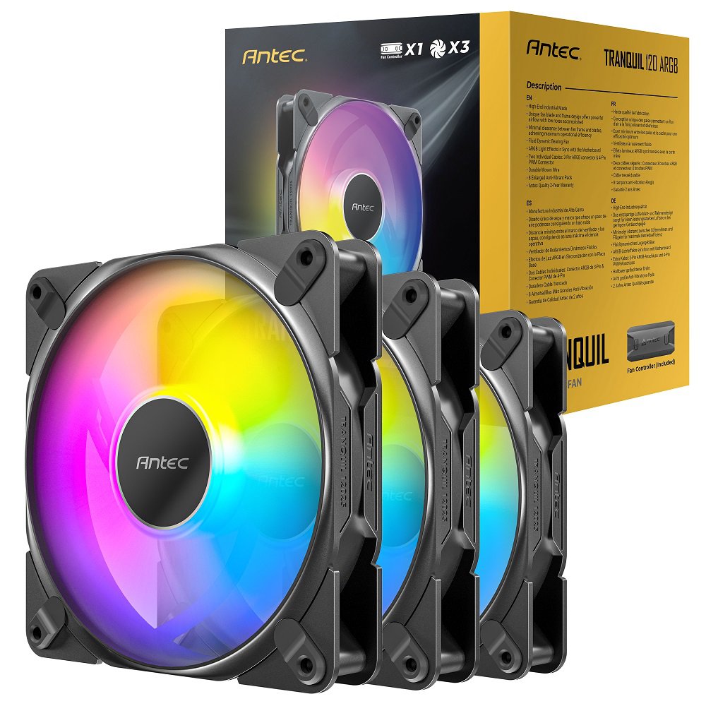 Antec Tranquil 120 ARGB, 120mm x 25mm Case Fans, Pack of 3 (TQ 12025 ARGB_3PK)