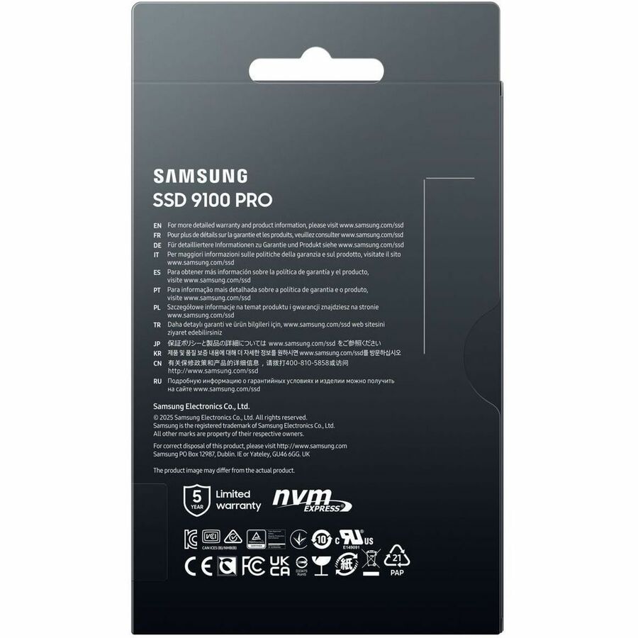 Samsung 9100 PRO 1 TB Solid State Drive - M.2 2280 Internal - PCI Express NVMe (PCI Express NVMe 5.0 x4) - Black - Image 5